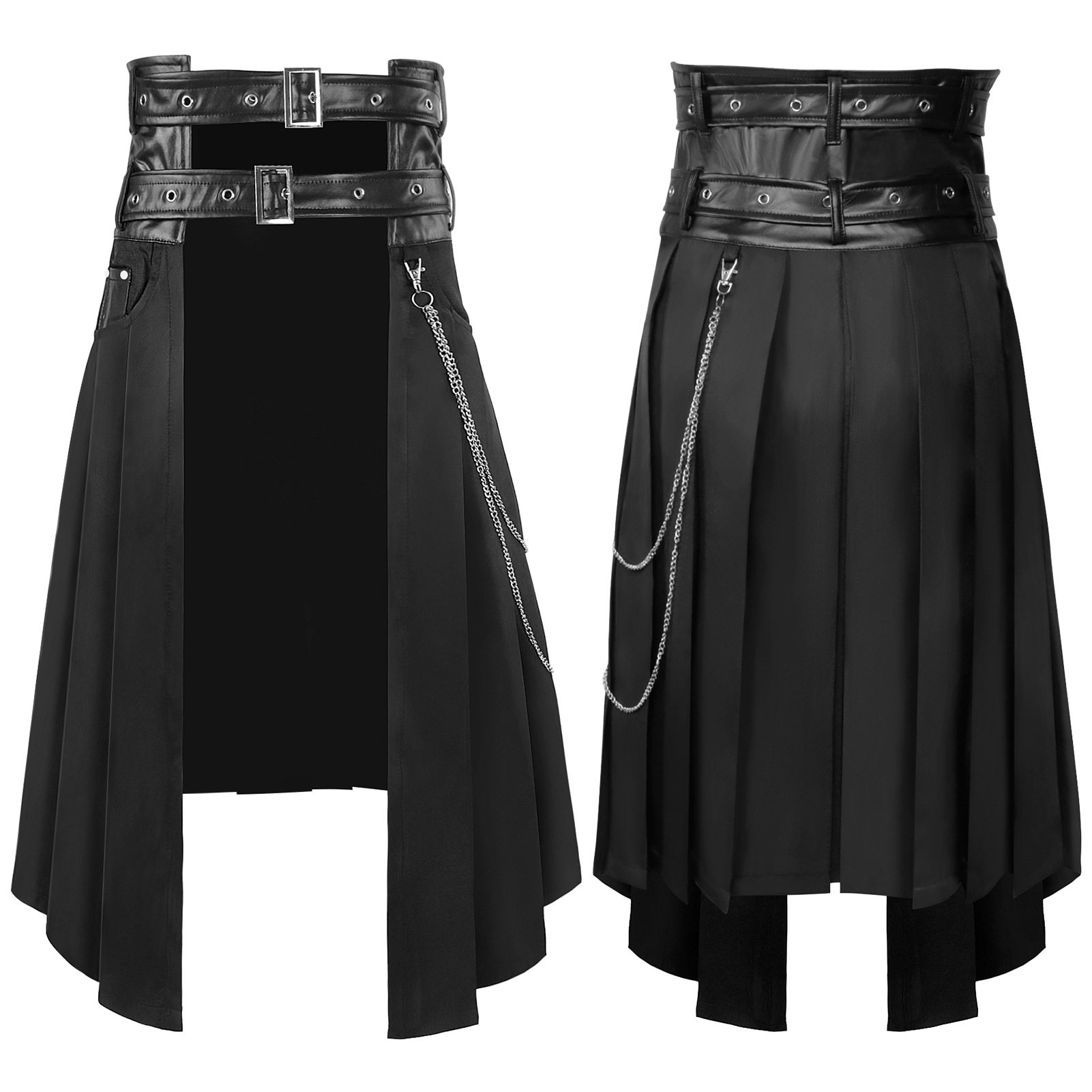 Ethnic Wear In Fashion - Gotik Koyu Erkek Etek Pantolonu Asimetrik