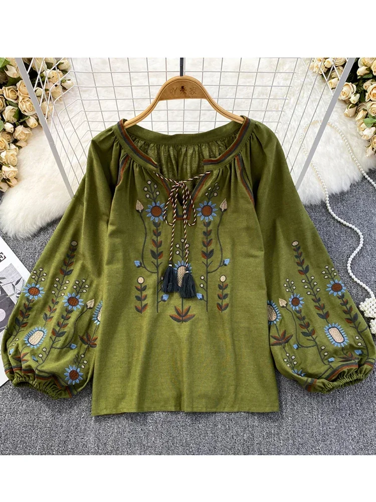 Ethnic Fashion Clothing - Kadın Bahar Bluz Etnik Tarzı Retro