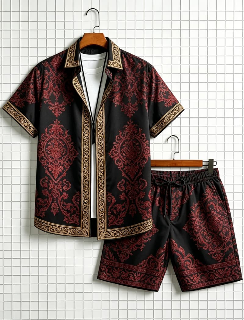 Ethnic Fashion Clothing - Erkek etnik desenli kısa kollu gömlek