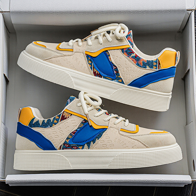 Ethnic Wear In Fashion - Erkek Vintage Patchwork Platform Spor Ayakkabıları