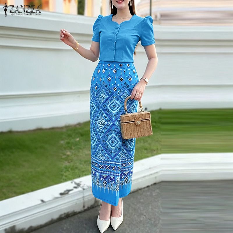Ethnic Fashion Clothing - Yaz 2 Parça Setleri ZANZEA Kare