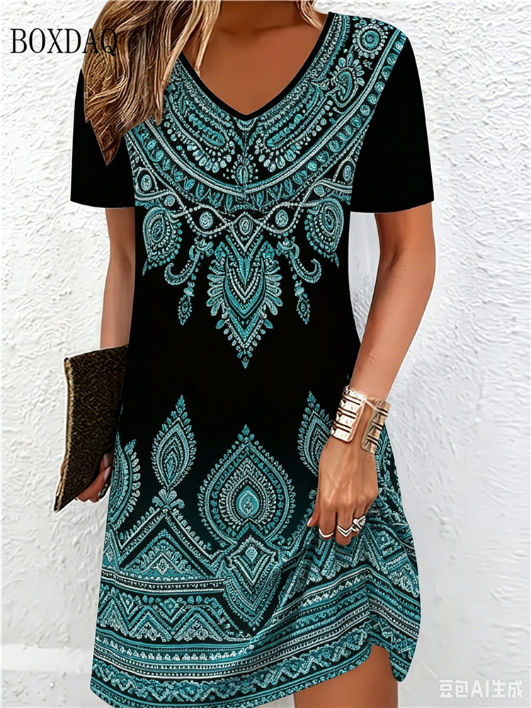 Vintage Etnik 3D Baskılı Elbis - Ethnic Fashion Clothing incelemesi ve fiyatı