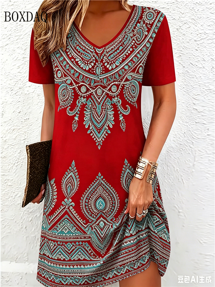 Vintage Etnik 3D Baskılı Elbis - Ethnic Fashion Clothing incelemesi ve fiyatı