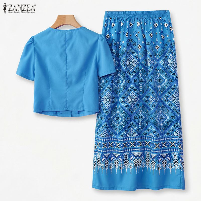 Yaz 2 Parça Setleri ZANZEA Kar - Ethnic Fashion Clothing incelemesi ve fiyatı