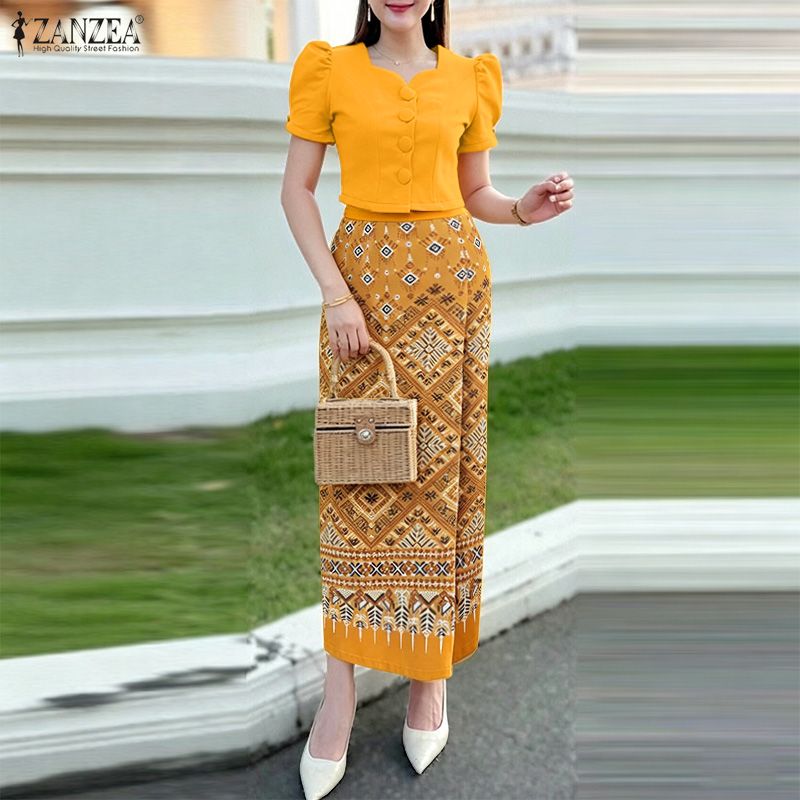 Yaz 2 Parça Setleri ZANZEA Kar - Ethnic Fashion Clothing incelemesi ve fiyatı